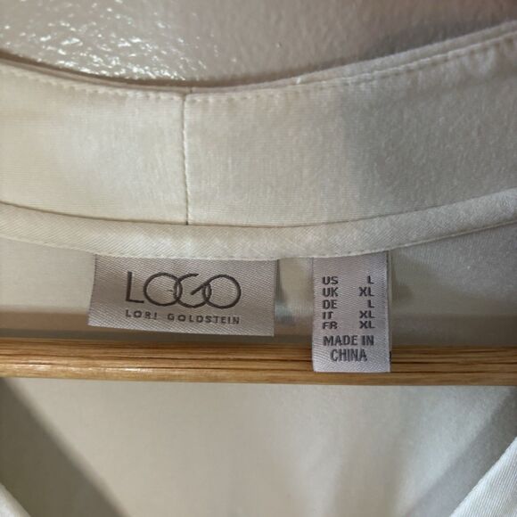 Logo By Lori Goldstein Cardigan Ivory Long Sleeve Kimono Minimalist Sz Large - Picture 5 of 9